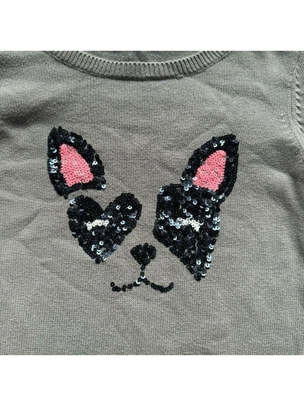 Gymboree French Bulldog Sequin Sweater Dress Size 5 6